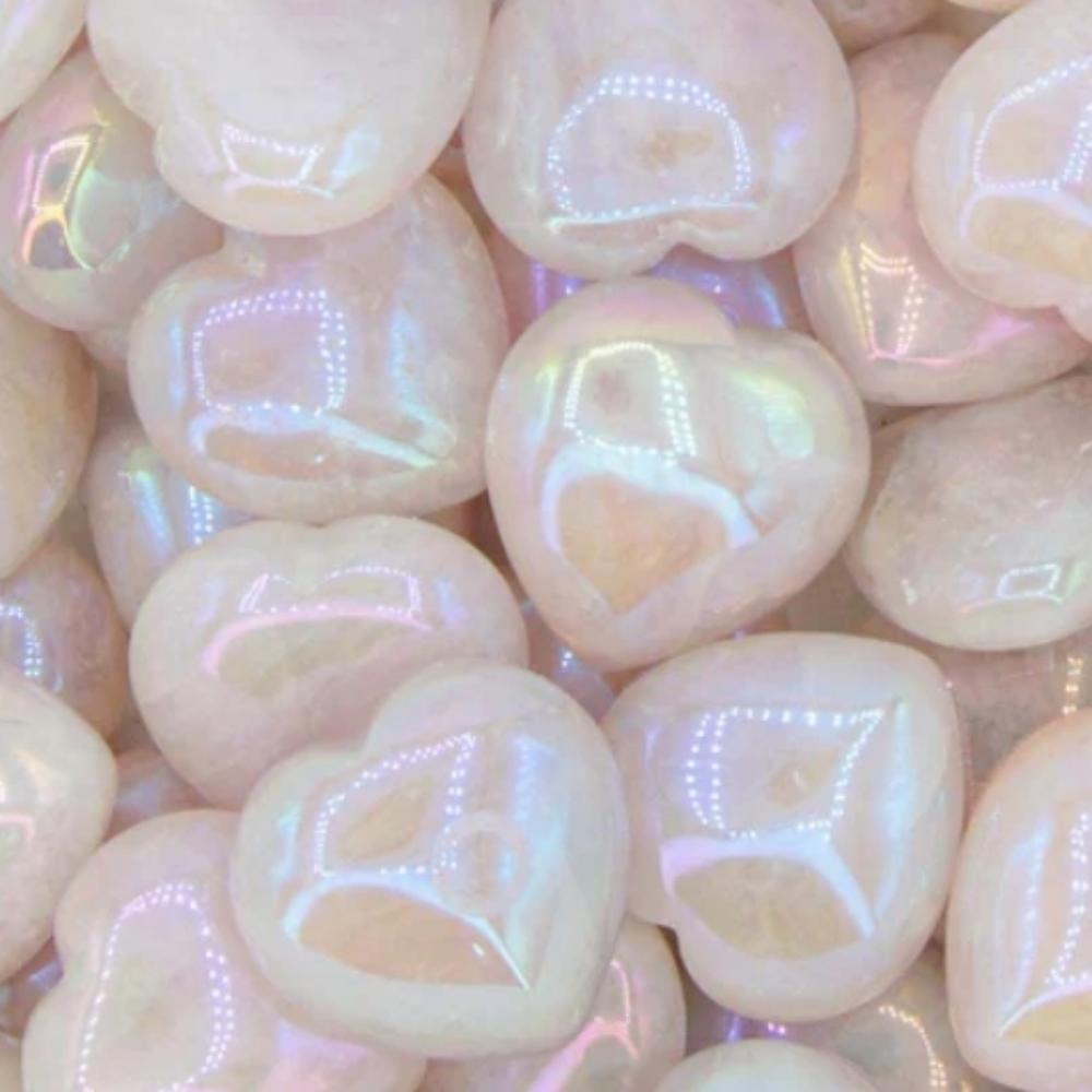 1 30mm Heart - Aqua Aura Rose Quartz - Picture 3 of 3